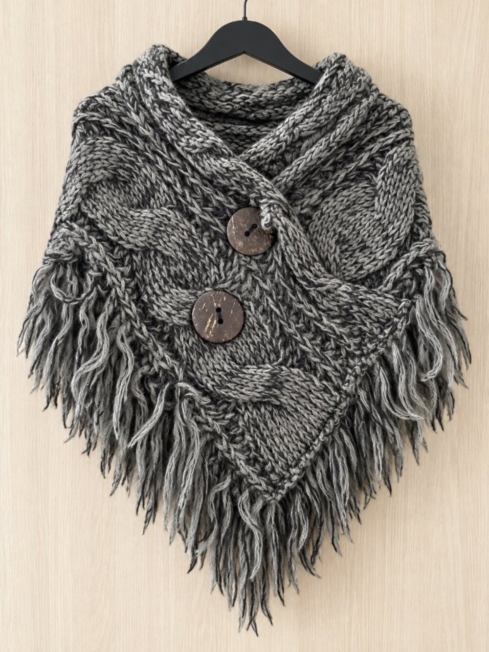 Charcoal Gray NWT Heathered Shoulder Warmer/Shawl with Coco Buttons